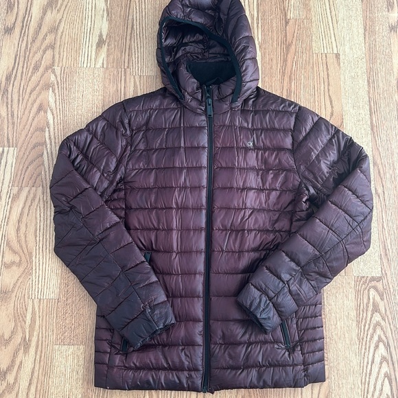 Burgundy Calvin Klein Puffer Jacket - Picture 1 of 8